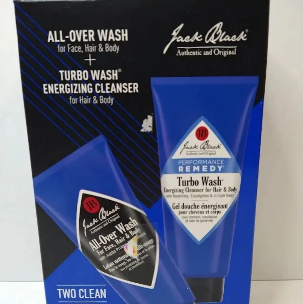 Jack Black Two Clean: 1 Turbo Wash, 10 oz, & 1 All Over Wash, 10 oz, Energizing